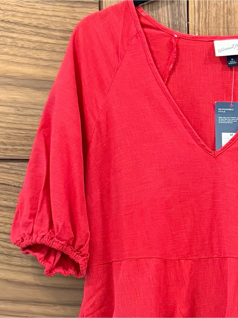 Universal Threads NWT Red V-Neck Mini Dress Drop Waist - Sz M - Picture 2 of 7
